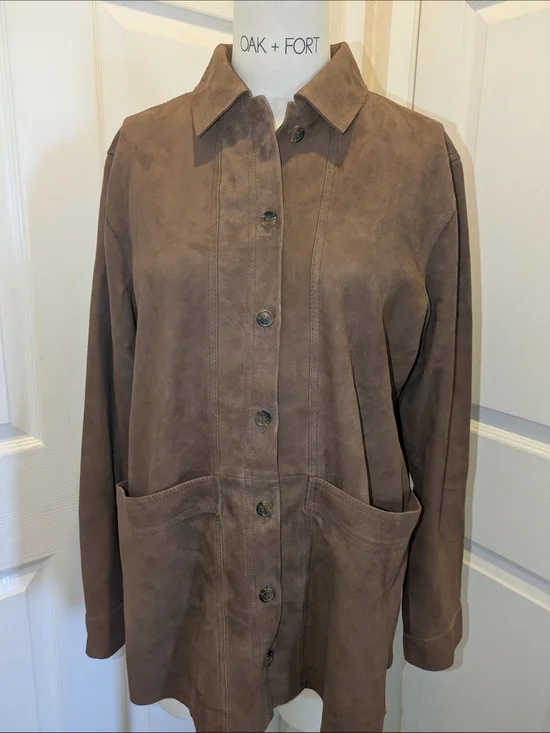 100% Suede Chore Jacket Brown Suede Women's Jacket - Picture 5 of 14
